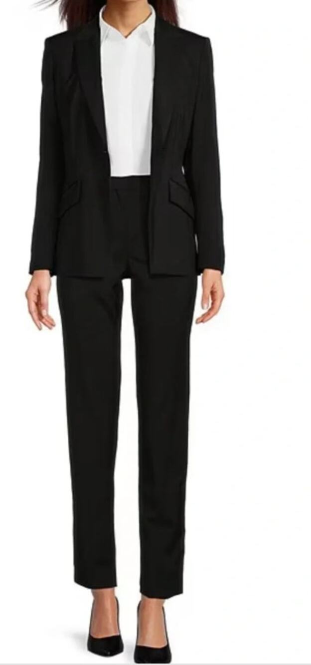 Hugo Boss Jadelyna Crop Peak Lapel Blazer 10 Black Wool Jacket Suit Career Prep